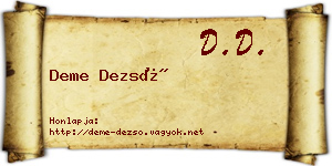 Deme Dezső névjegykártya
